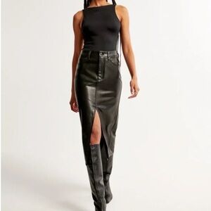 Abercrombie Vegan Leather Midi Skirt